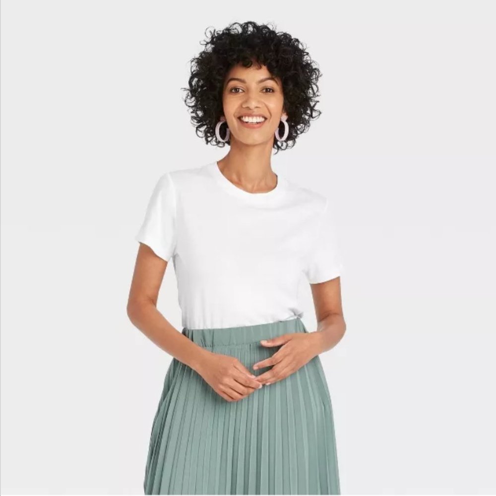 Women's Short Sleeve Slim Fit Casual T-Shirt - A New Day™Side XXL White NWT